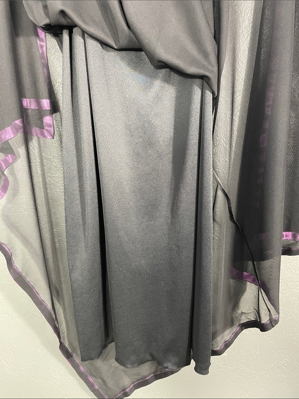 Taboo Handkerchief Hem Empire Waist Dress Black Purple Trim Plus 1X Fairycore - Picture 7 of 10
